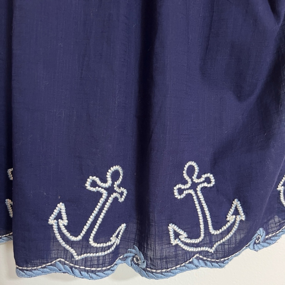 Anthropologie Maeve Henrietta Buttondown Surf Shirt Embroidered Anchor - Picture 9 of 11